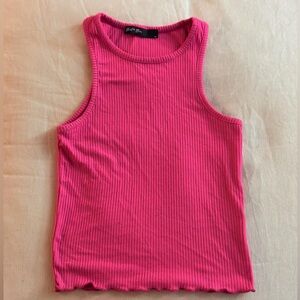 Vibrant Pink Ribbed Tank Top